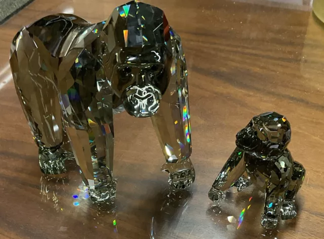 Limited Edition Swarovski Crystal Figurine Gorillas Scs. Retired. #0952504