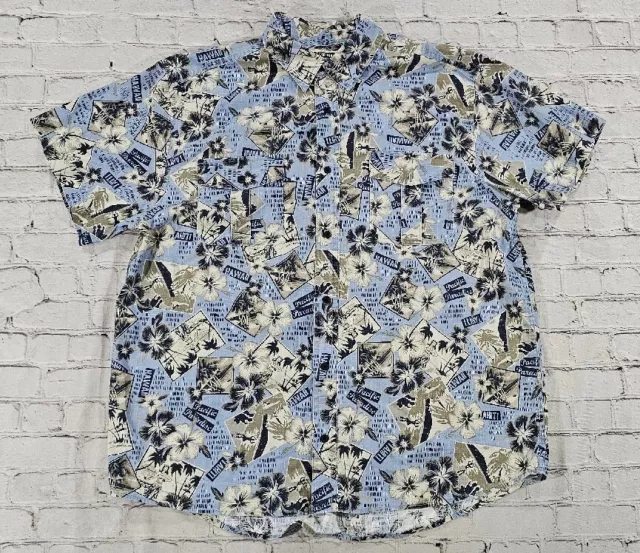 VINTAGE ROUTE 66 Hawaiian Shirt Blue Floral Cotton MENS SIZE XL $24.74 ...