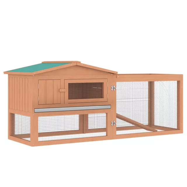 PawHut Wooden Rabbit Hutch Enclosure Run House 2 Tier Large Coop Run Pet