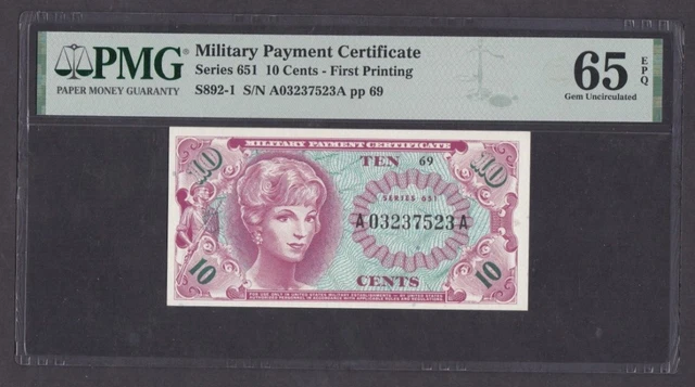 [PMG-65 EPQ] MPC 651 Series 10 Cents A03237523A