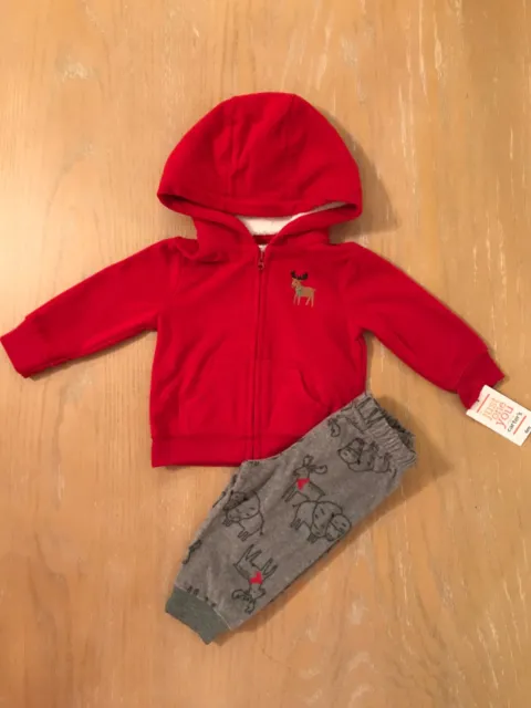 New! Infant Boys Carter's 2 Piece Set Zippered Hoodie & Pants Size 6 Months