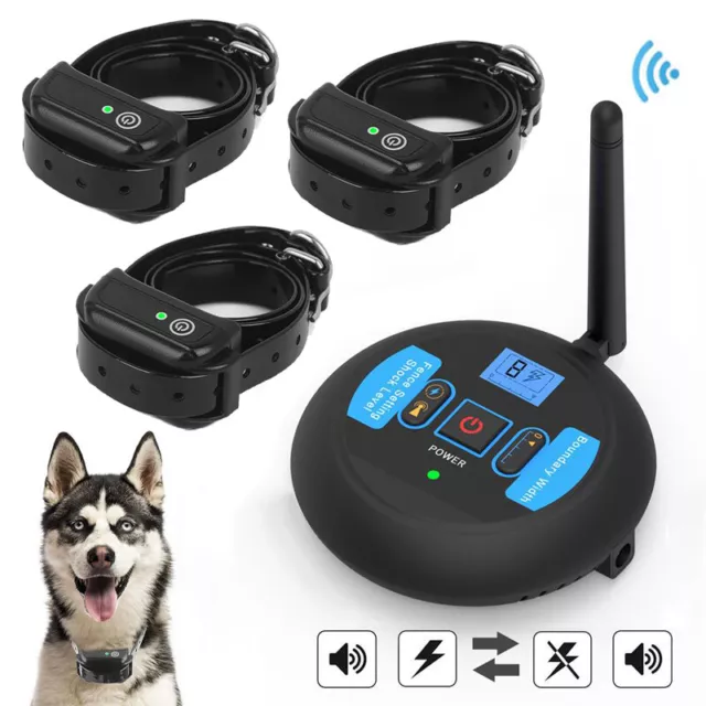 Wireless Electric Dog Fence Pet Containment System Shock Collar For 1/2/3 Dogs