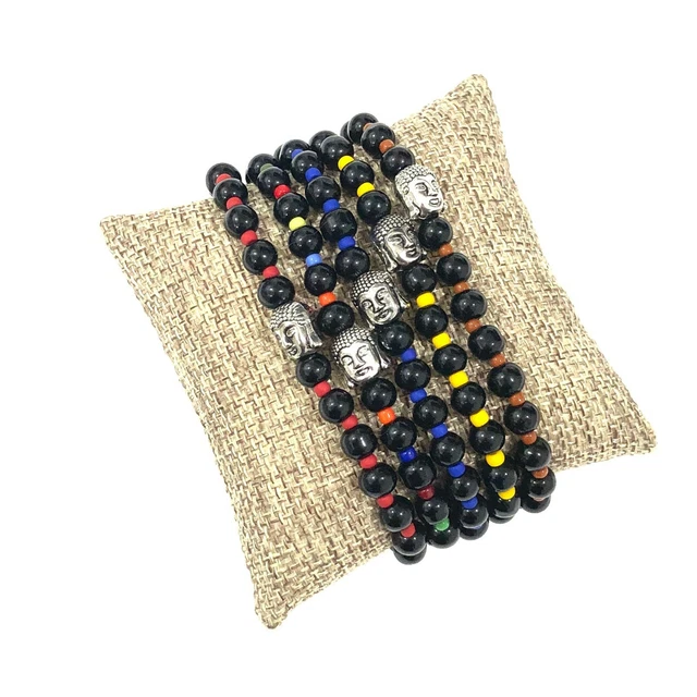 Bracelets de Bouddha perles pierre précieuse espaceur rond onyx perles lâches 6 mm 7,5