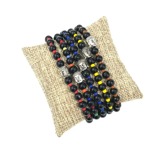 Buddha Bracelets Bead Gemstone Round Spacer Onyx Loose Beads 6mm 7.5