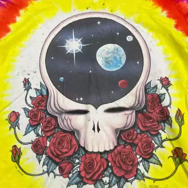 VINTAGE 1992 The Grateful Dead Space Your Face Tye Dye Crop T-Shirt sz XL Adult 3