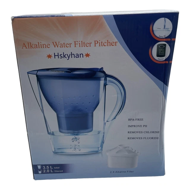 Alkaline Water Filter Pitcher 3.5 Liters Improve PH 2 Filters Included, BPA Free