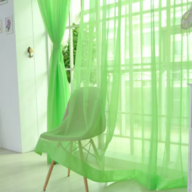 Solid Color Tulle Curtains Voile Curtain Transparent Glass Yarn Door Drape
