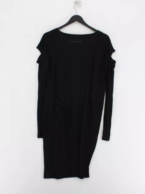 Mm6 Maison Margiela Women's Midi Dress M Black Viscose with Elastane Wrap Dress 3