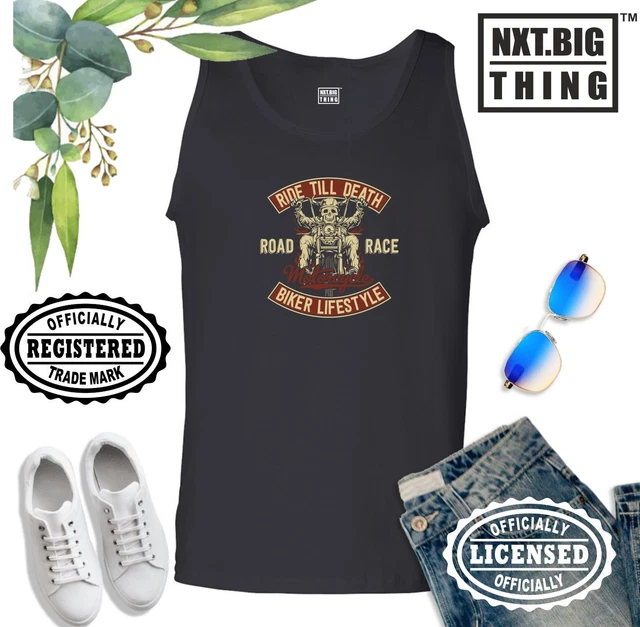 Biker Vest Ride Till Death Road Race Skull Bike Motorcycle Birthday Men Tank Top
