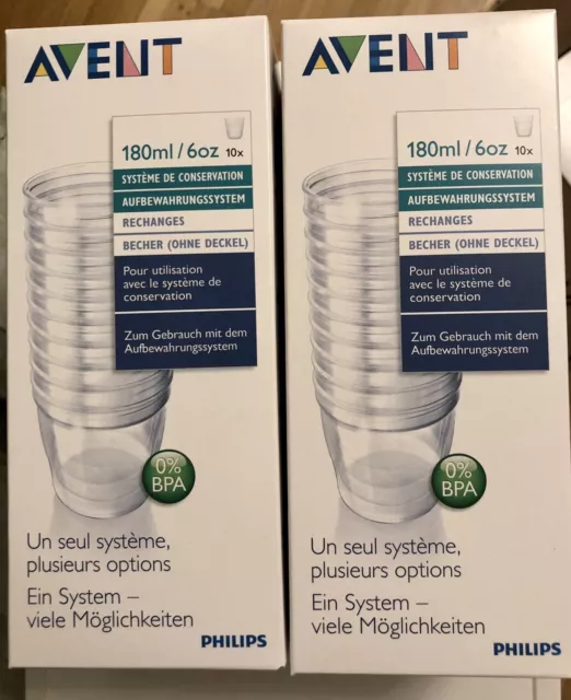 2x 10 Aufbewahrungssystem Becher 180ml / 6oz ohne Deckel von AVENT