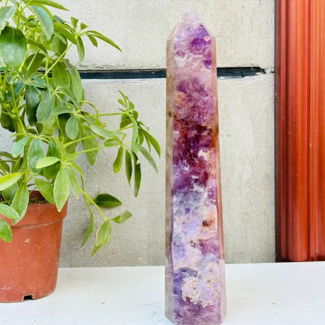 2415g Natural Beautiful Rainbow Fluorite Crystal Hexagon Tower Quartz Healing