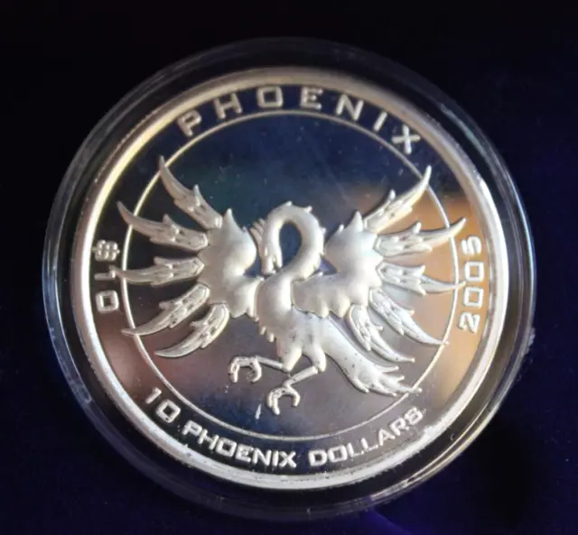 1 OZ .999 Silver Proof Collectible Phoenix Dollar NIB with case and slip cover.