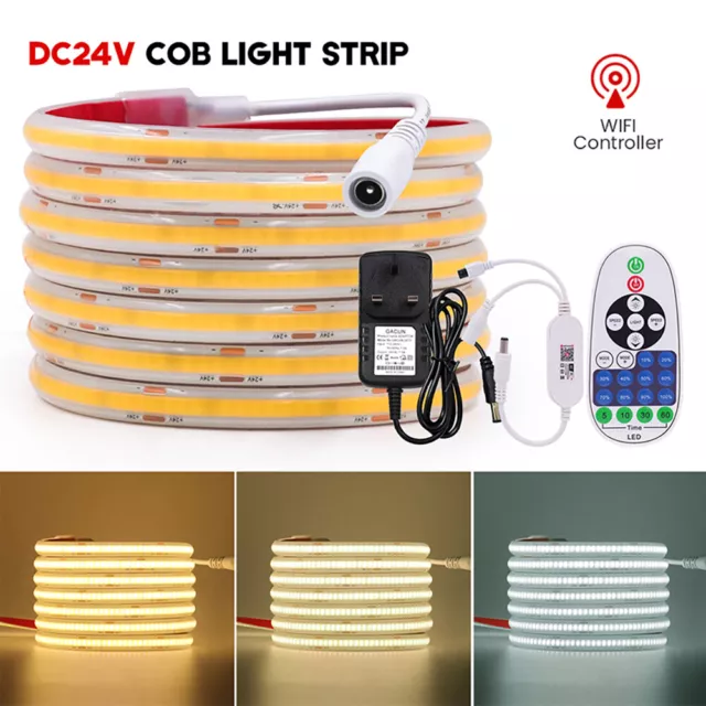 DC 24V COB LED Strip Lights Waterproof IP68 Tape Cabinet Kitchen Self-adhesive