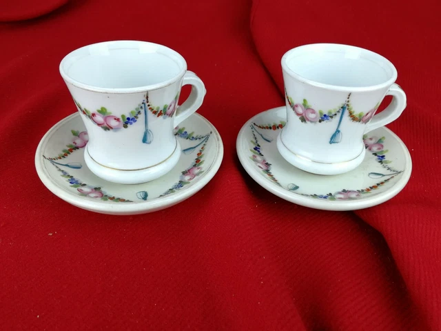 Paire de Tasses Brûlot et Sous Tasses,  Porcelaine de Paris XIXème Anciennes