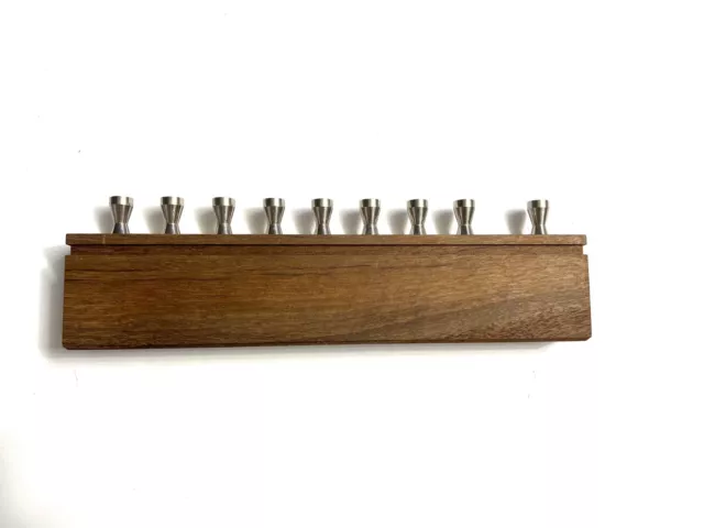 Modern & Mint Dark Wood Jewish Stainless Steel Menorah Hanukkah 9 Candle