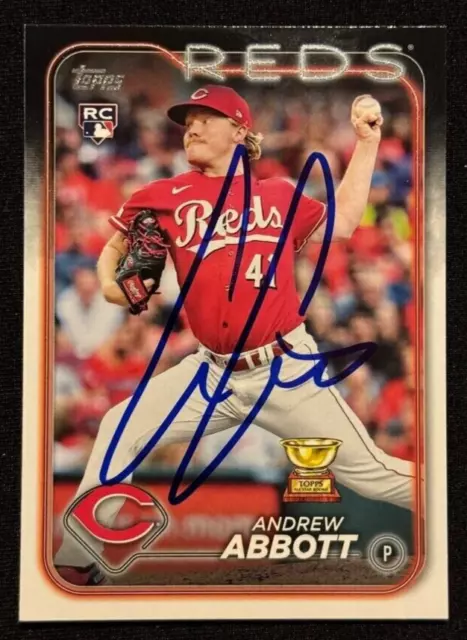 ANDREW ABBOTT Signed Autograph 2024 Topps Series 1 One Cincinnati Reds Card #214