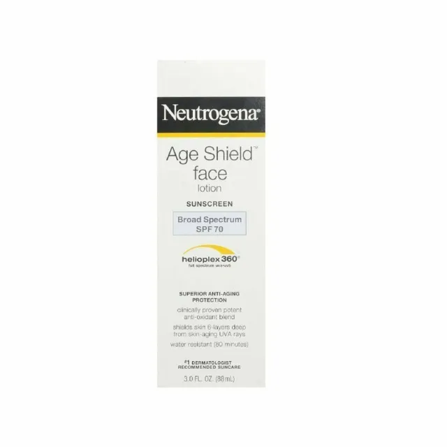 Neutrogena Face Lotion Age Shield SPF 70 Broad Spectrum Sunscreen 3oz Pack of 6