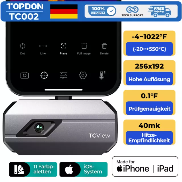 TOPDON TC002 Cámara de imagen asistida profesional termómetro infrarrojo SOLO IOS -20°C a 550°C