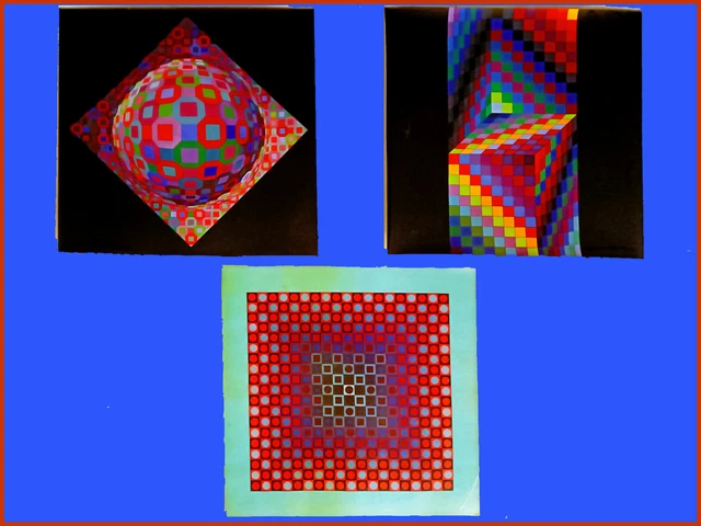 Tres Litografías de Víctor Vasarely-1966-69 y 72 -Alom- Axo y Planetary 27 x 27