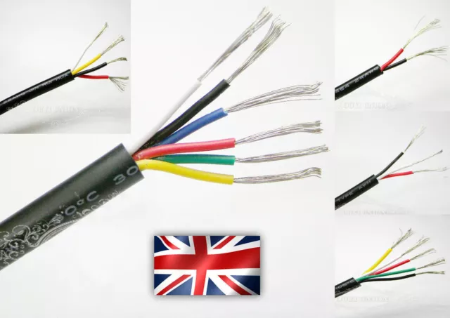 Flexible 2/3/4/5/6 Multicore Cable AWG Black Signal Power Auto Data Car Wire UK