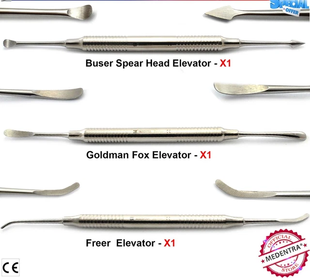 PROFESSIONAL PERIOSTEUM ELEVATORS Kit of 3,Buser Freer Surgical Implant ...