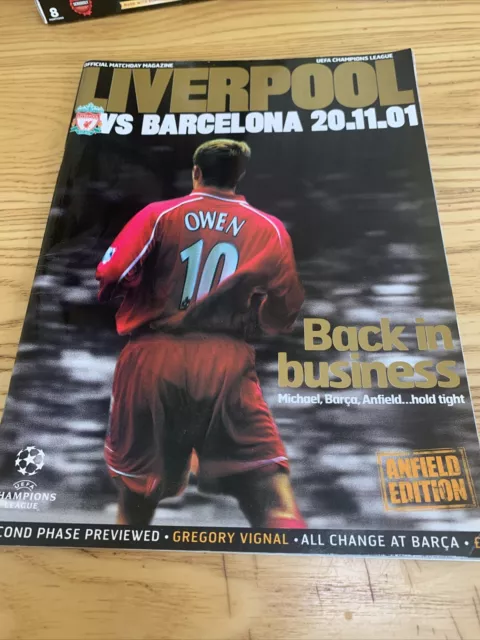 Liverpool V Barcelona UEFA Champions League 2001.  VGC. A4 Size