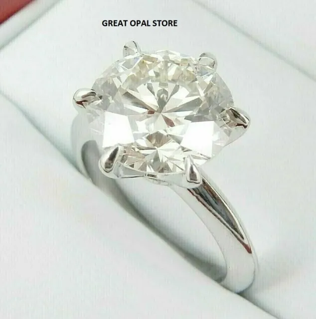 5 Carat White Round Treated Diamond Solitaire Ring In 925 Silver