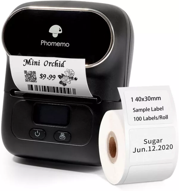 phomemo M110 Label Maker Machine Portable Bluetooth Thermal Printer with 1 Label