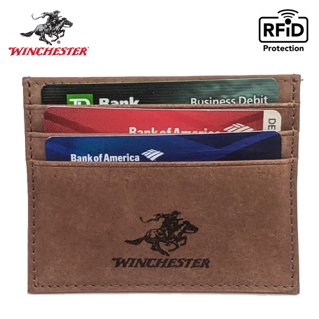 Winchester Credit Card Holder Front Pocket RFID Wallet Slim Thin Genuine Leather 4