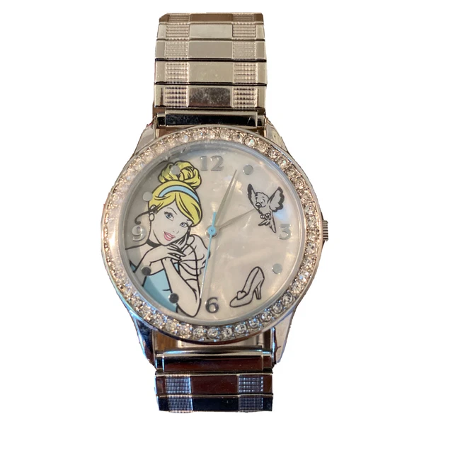 DISNEY PRINCESS CINDERELLA WRIST WATCH Metal Stretch Strap 2015 Needs Battery