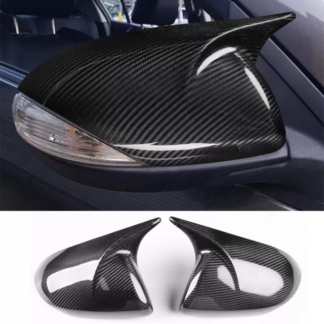 2×Real Carbon Fiber Side Rearview Mirror Caps Cover For Mazda 3 Axela 2010-2013