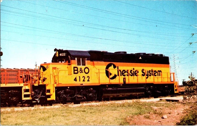 Vintage Train Postcard Baltimore, Ohio 4122 Electro-Motive GP40-2 Illinois 1972