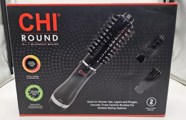 CHI Round Blowout Brush 3 in 1 Round Chi ~ New Open Box