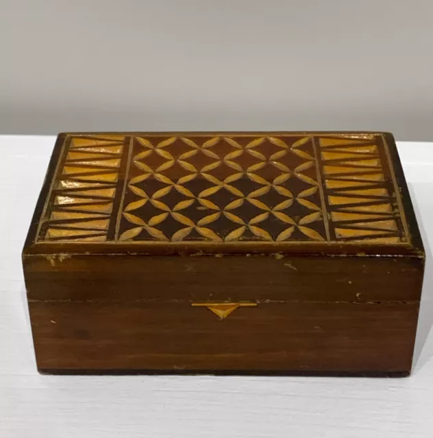 Wooden Box Vintage, Wooden Box with Ornamental Pattern, Wooden Jewelry Box