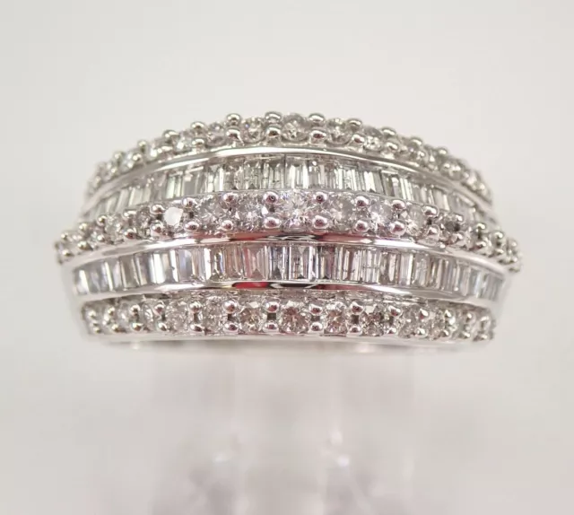 4Ct Baguette Real Moissanite Multi Row Wedding Band 14K White Gold Silver Plated