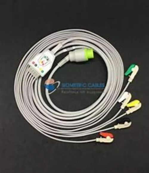 5 Lead Schiller ECG Monitoring Cable(Clip) Compatible with Elite NEW