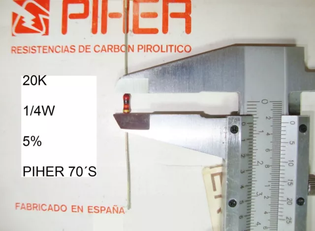 Vintage Piher Resistor. 1/4W 20K 5% *4 Pc* New Original 1970´S