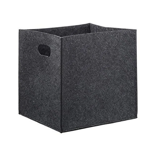 Panier à Bûches En Feutre Relaxdays 30x30x30cm - Corbeille Pliable Anthracite