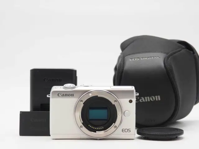 Canon EOS M100 White 24.2 MP Digital Camera Body w/ Case [Near Mint] #Z607A