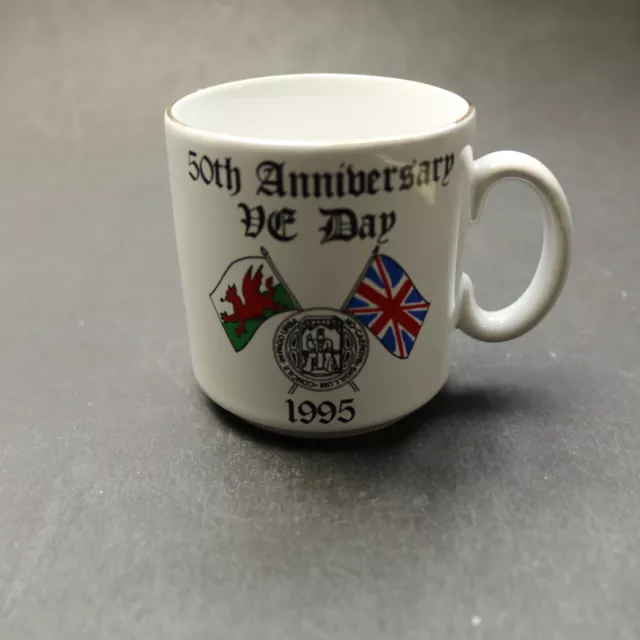 VE Day 50th Anniversary 1995 Small Mug - PRESENTED by Holyhead Town Council