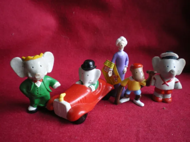 BABAR, 5 figurines -(2 Plastoys 1995 et 3 brunhoff  1990)