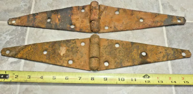 Vintage Rusty Strap Hinges Lot Of 2 16X3In