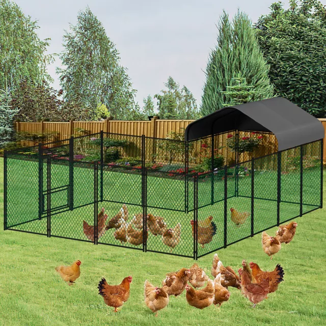 Large Galvanized Steel Chicken Coop Poultry Fence Cage for Outdoor Backyard Farm