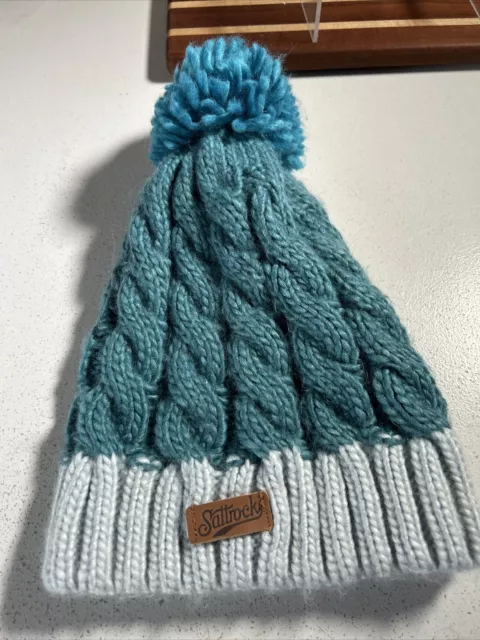 Sombrero de bobble con saltrock de punto para mujer gris verde azul