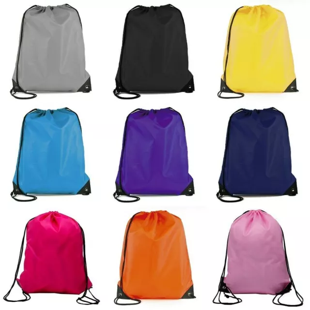 Drawstring School Book Bag Sports Gym Swim PE Dance Girls Boys Backpack Shoe Bag