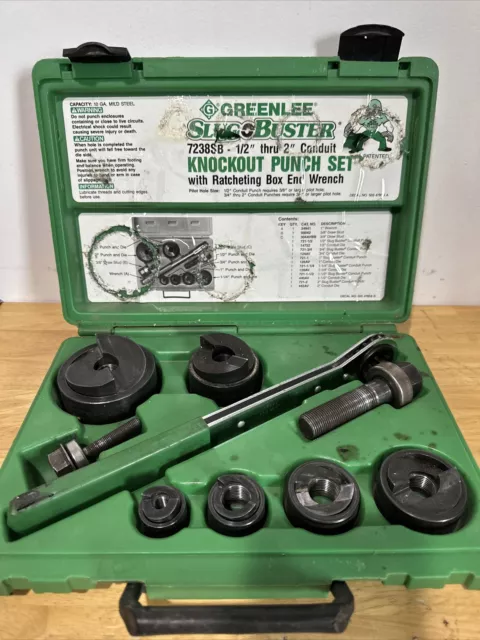 Knockout Punch Setwith Wrench GREENLEE Slugbuster 7238SB  Driver. 1/2"-2"