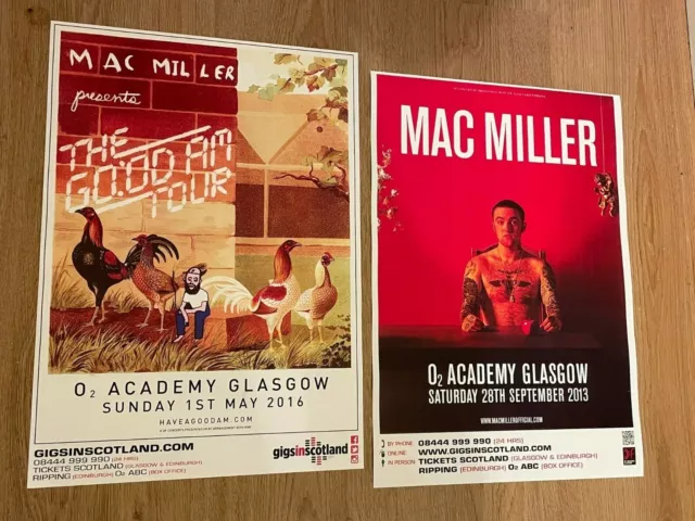 Mac Miller  Collection of 2 Scottish Glasgow music show tour concert gig posters