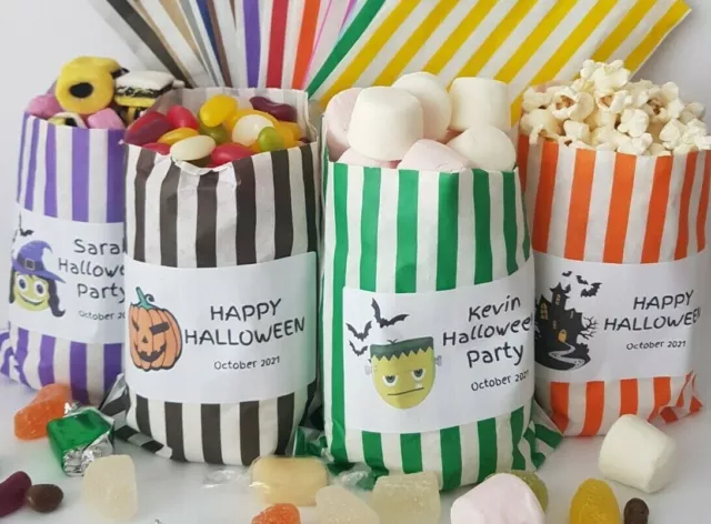 Truco o trato Halloween Personalizado a Rayas Dulces Bolsas Favor Fiesta Caramelos