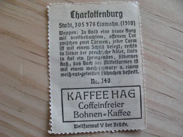 Reklamemarke Kaffee Hag Charlottenburg Königreich Preußen Brandenburg Potsdam 2