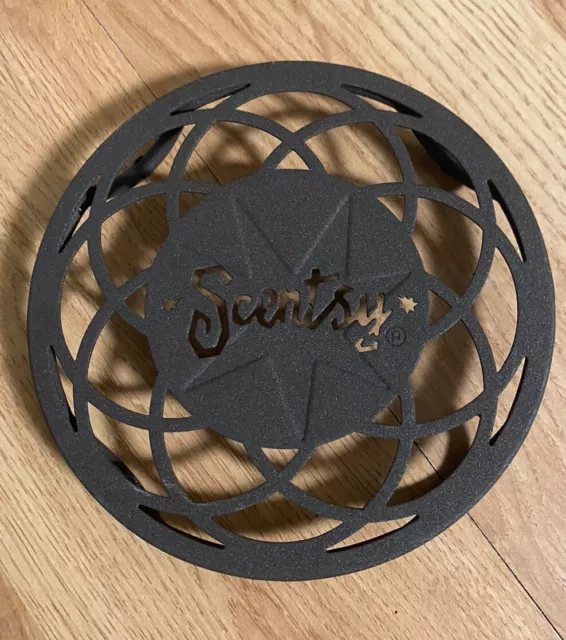 G Scentsy Warmer Stand Round 5" Brown Metal Rustic Country Cabin Trivet